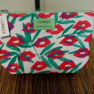 Clinique x DRAWBERTSON Makeup Bag 🌼 NWT Floral Pop Art Cosmetic Pouch